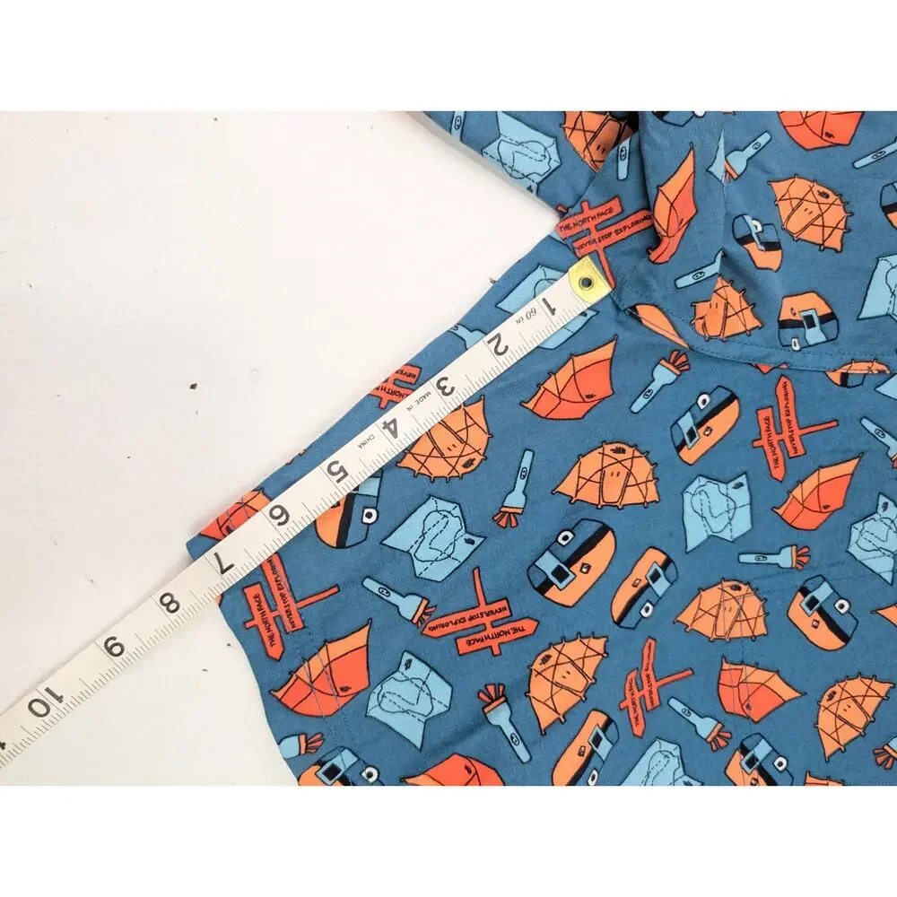 The North Face Men's Large Class V PullOn Shorts - Camping Pattern - Blue/Orange